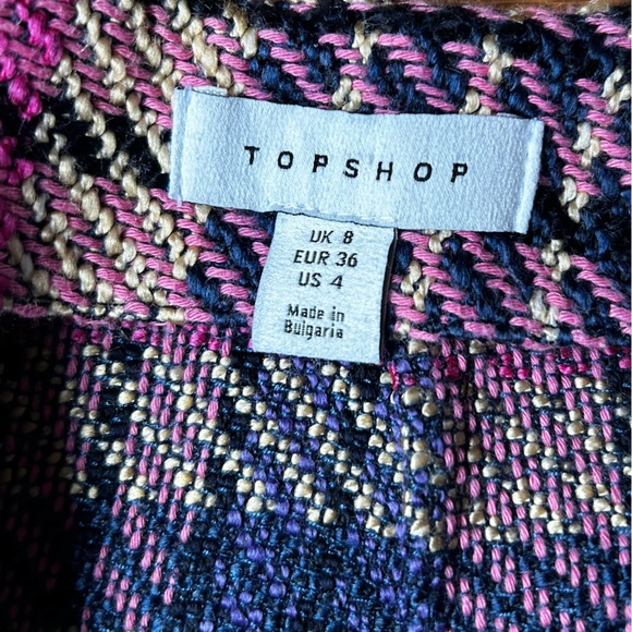 Women's Topshop Petite Check Mini-Skirt with Pocket in Purple/Pink Size 4 - Picture 10 of 14